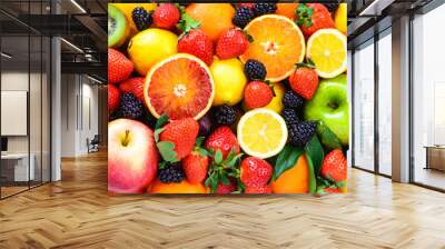 Fresh fruits mixed.Tasty fruits background. Wall mural