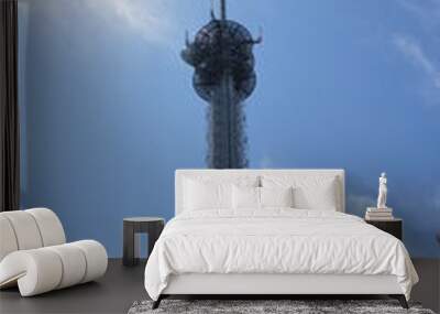 Steel tower antenna broadcast Receive blue sky Wall mural