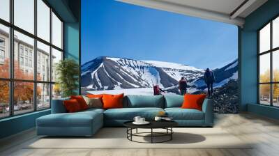 Hiking in Svalbard glacier in summer time Wall mural