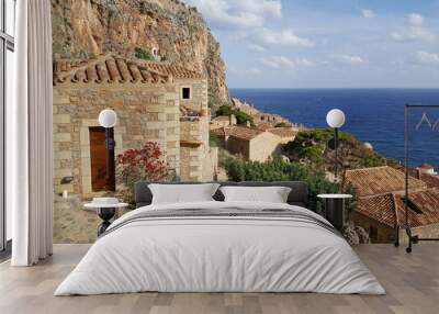 Houses in the village Monemvasia Wall mural