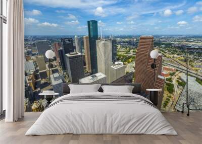 aerial of modern buildings in downtown Houston Wall mural