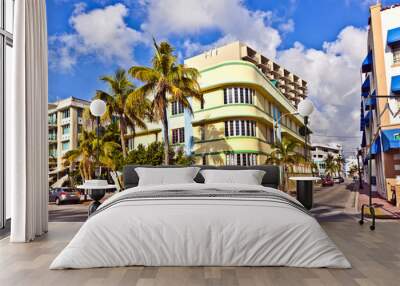 beautiful houses in Art Deco style in South Miami Wall mural