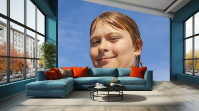 child has fun in the pool Wall mural