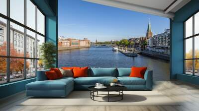 Cityscape with Teerhof on the left  at river Weser Wall mural