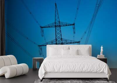 electric pylon in sunset sky Wall mural