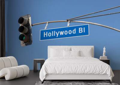 street sign Hollywood BL in Los Angeles Wall mural