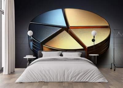 Colorful 3D pie chart with metalic material Wall mural