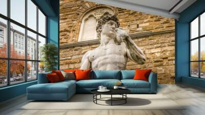 Replica of Michelangelo's David statue in the Piazza della Signoria, Florence, Italy Wall mural