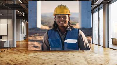 Worker in a construction site Wall mural