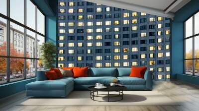 Hotel windows at night.  Travel concept for big luxury hotel chain. Wall mural