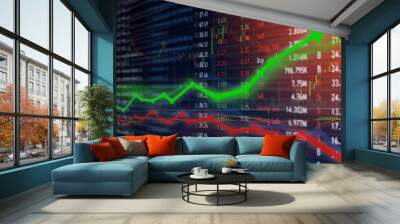 Investing and stock market concept gain and profits with faded candlestick charts. Wall mural