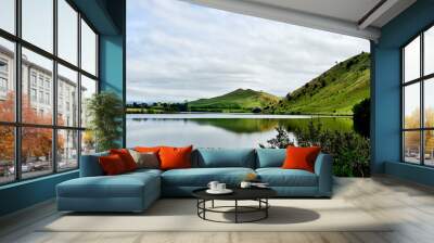 The Tasmanian landscape of lakes and mountains Wall mural