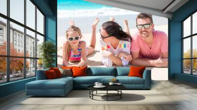 Panorama of family on the beach Wall mural