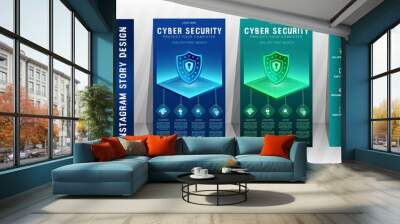 cyber security instagram story design template Wall mural