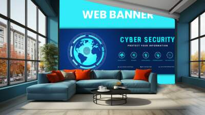 cyber security web slider design template,web banner Wall mural