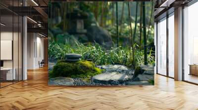 Zen Bamboo Rock Garden Nº 1 - for use in product photo placements - print quality Wall mural