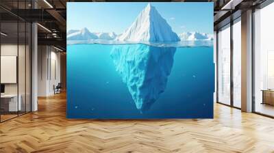 Melting icebergs in the ocean, global warming effect Wall mural