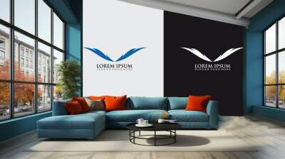 blue feather concept creative design wing logo Wall mural