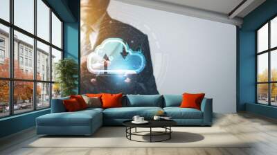 business people show the world of the future cloud technology application global internet connection to build a network business
 Wall mural