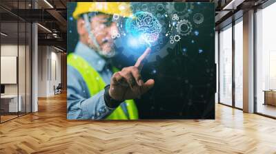 Engineers or business people show their brains, artificial intelligence technology of modern innovation, Big Data, industrial technology.
 Wall mural