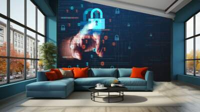 Scanning personal data provides secure access with biometric identification. The technology of the future in business intelligence with high performance using database systems.
 Wall mural