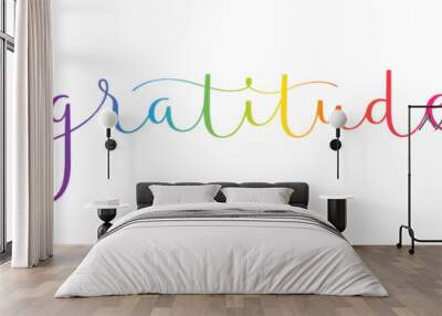 GRATITUDE vector rainbow-colored brush calligraphy banner with swashes Wall mural