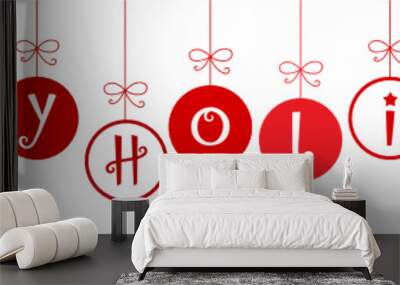 HAPPY HOLIDAYS baubles banner in Festive Tree font Wall mural