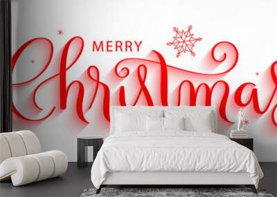 MERRY CHRISTMAS red vector brush calligraphy with flourishes Wall mural