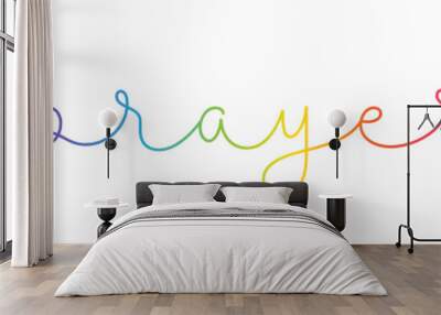 PRAYER rainbow-colored vector monoline calligraphy banner with swashes Wall mural