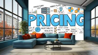 PRICING Vector Concept Line Icons Wall mural