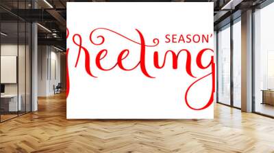 SEASON'S GREETINGS red vector brush calligraphy banner with spirals Wall mural