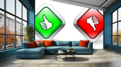 THUMBS UP & DOWN Buttons (satisfaction vote yes no good bad) Wall mural