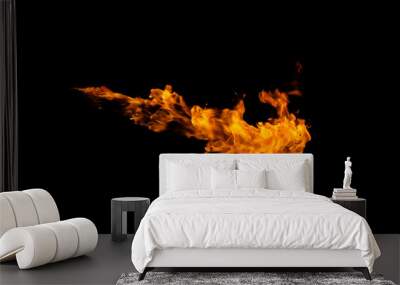 Fire flames on black background Wall mural