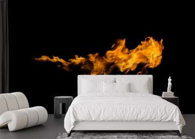 Fire flames on black background Wall mural