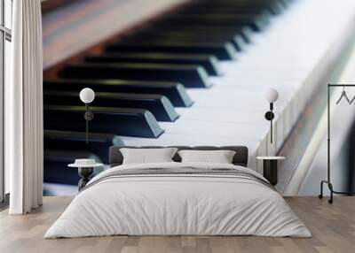 Piano keyboard background with selective focus Wall mural