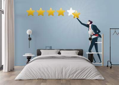 Businessman giving five star rating - Business concept vector Wall mural