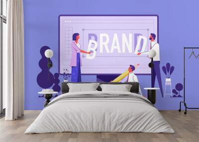 Marketing and promotional campaign. Brand awareness building. Branded workshop. workshop organized by brand, useful marketing event concept, businessman build their brand Wall mural