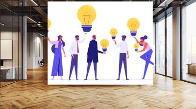 People have idea, good idea sharing, sharing knowledge collaboration, business idea generating, characters sharing ideas vector illustration, creative ideas sharing, person teamwork with solution Wall mural