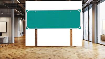 Blank green highway sign isolated. Wall mural