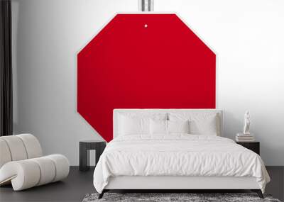 Blank red stop sign on pole isolated. Wall mural