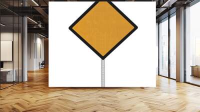 Blank yellow caution road sign isolated. Wall mural