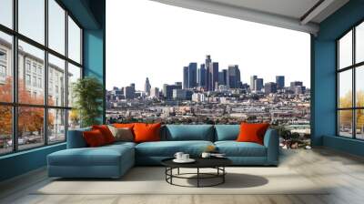 Downtown Los Angeles skyline with cut out background. Wall mural