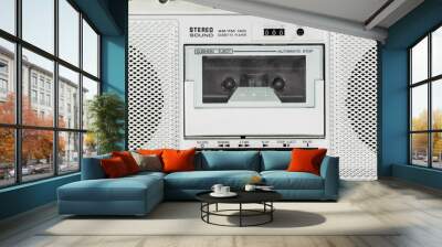 Macro detail of vintage stereo boom box cassette player. Wall mural