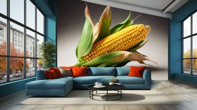 Corn on a white background Wall mural