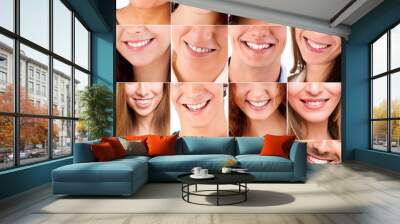 Collage of different smiles Wall mural