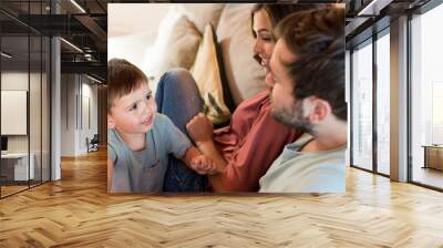 Family playing at home during corona virus pandemic Wall mural