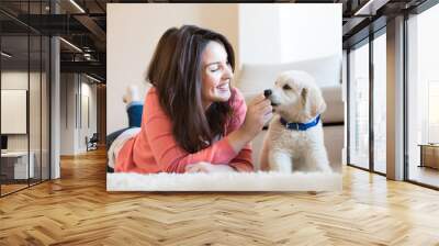 woman with puppy Wall mural