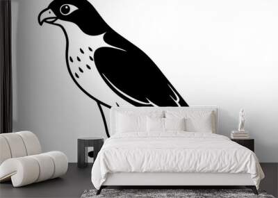 Falcon Silhouette, Falcon Bird Vector, Falcon Black Silhouette Vector isolated on a white background Wall mural