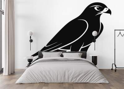 Falcon Silhouette, Falcon Bird Vector, Falcon Black Silhouette Vector isolated on a white background Wall mural