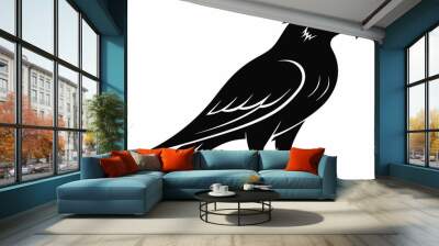 Falcon Silhouette, Falcon Bird Vector, Falcon Black Silhouette Vector isolated on a white background Wall mural